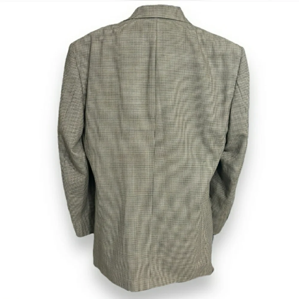 OSCA DE LA RENTA 2 Button Tan/Navy Houndstooth Blazer